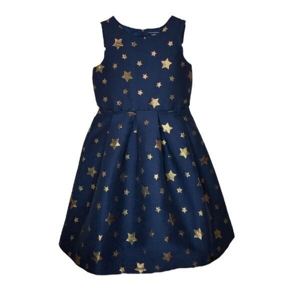 Lands End Navy Dress with Gold Stars - Picture 1 of 9
